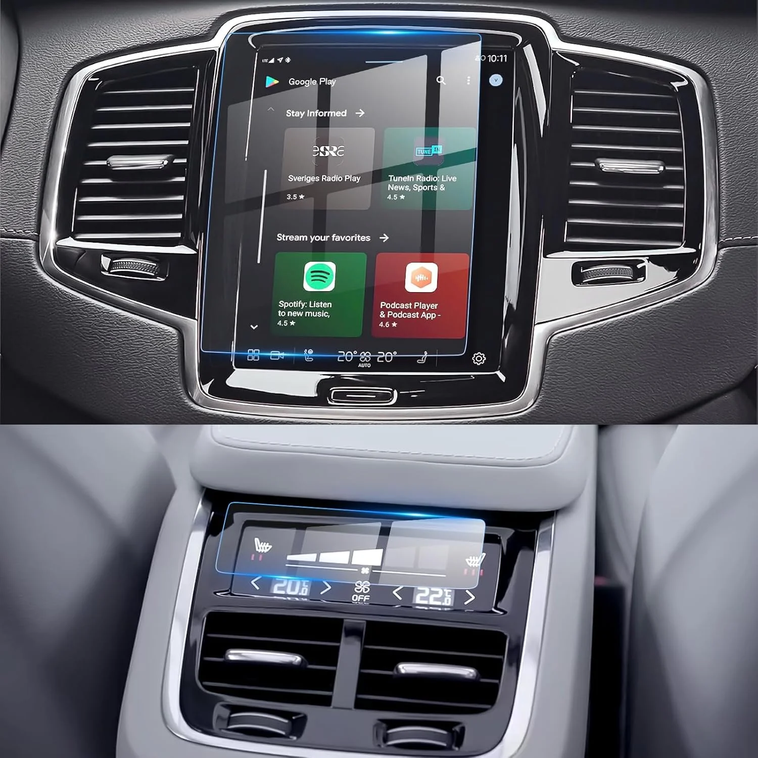 Close-up of an 8.7-inch EV screen protector with a matte finish