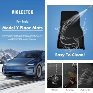 Premium TPE All-Weather Floor Mats for Tesla Model Y 2019-2026 Juniper with High Edges,1st & 2nd Row Waterproof Car Accessories, Pedal Safe Design, Easy to Clean view 6