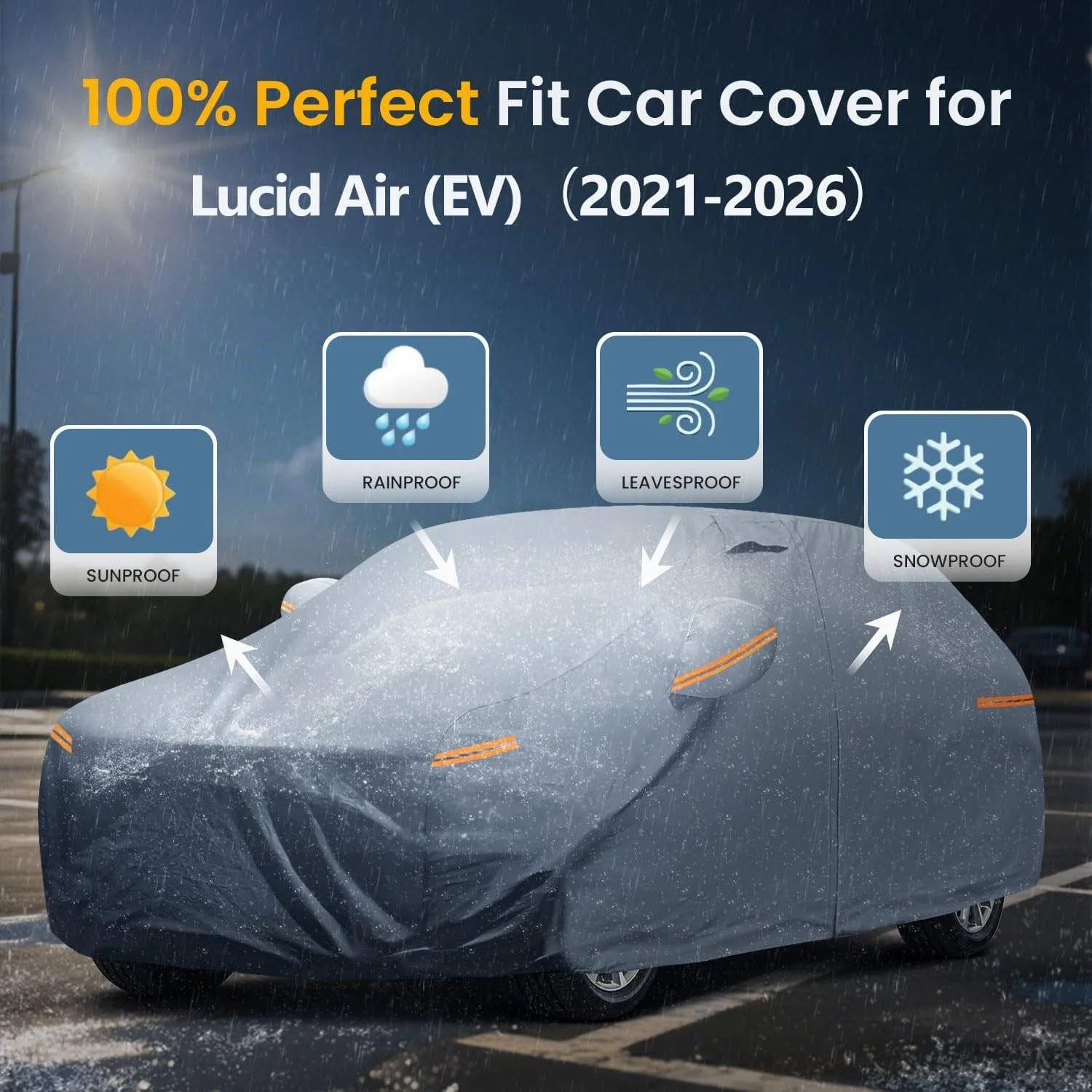 Driver's side zipper detail on Lucid Air EV cover