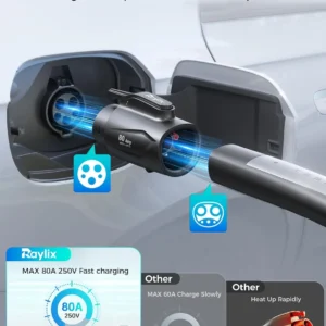 Raylix Tesla to J1772 Adapter (Max 80A, 250V) [for J1772 Electric Vehicles] Tesla Charger Adapter, NACS to J1772 Adapter Compatible with Tesla Wall Connector Destination Mobile Charger view 2