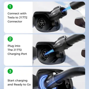Raylix Tesla to J1772 Adapter (Max 80A, 250V) [for J1772 Electric Vehicles] Tesla Charger Adapter, NACS to J1772 Adapter Compatible with Tesla Wall Connector Destination Mobile Charger