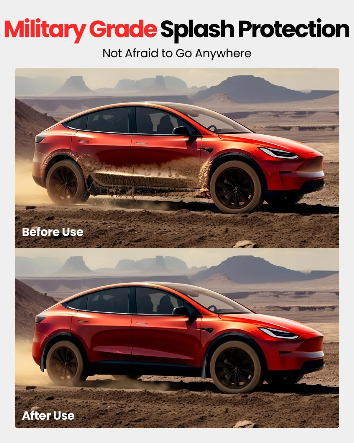 REEVAA Mud Flaps installed on front of Tesla Model Y