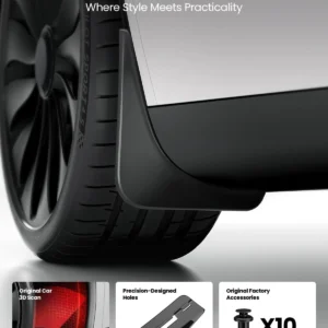 REEVAA Tesla Model Y Accessories - Mud Flaps [Protect Paint, No Drilling Required] All-Weather Splash Guard Body Kits for Model Y 2019-2024, Black (Set of 4) view 5