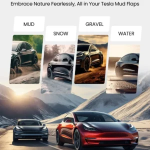 REEVAA Tesla Model Y Accessories - Mud Flaps [Protect Paint, No Drilling Required] All-Weather Splash Guard Body Kits for Model Y 2019-2024, Black (Set of 4)