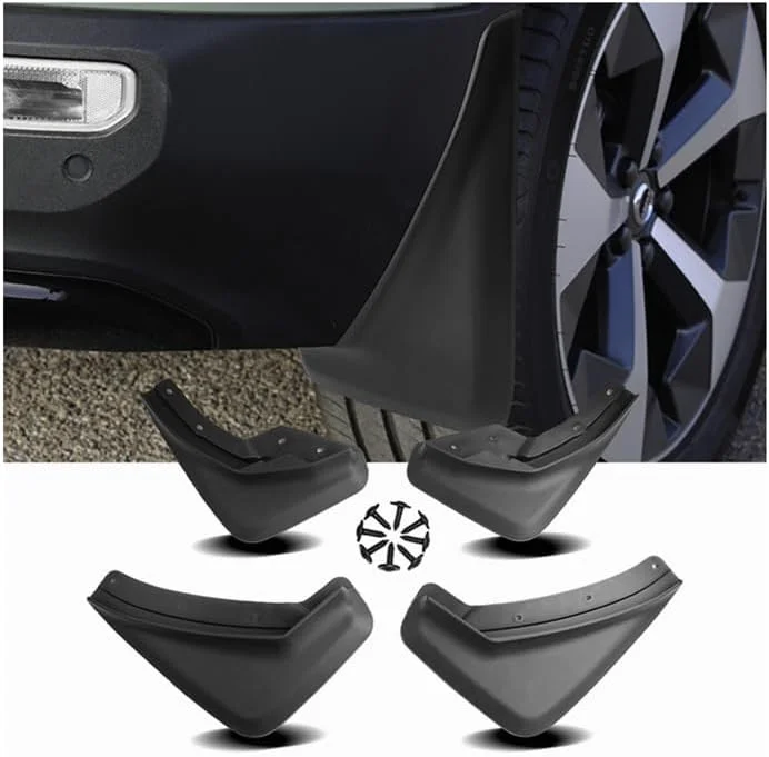 Ruiya Universal EV Mud Flaps installed on the rear wheel well of an electric vehicle