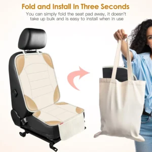 Sinvitron Car Seat Protector for Child Car Seat - Waterproof Non-Slip Leather Mat with 2 Mesh Pockets, Universal Seat Cover for Baby, Pets & Vehicles (1-Pack, Off-White) view 4