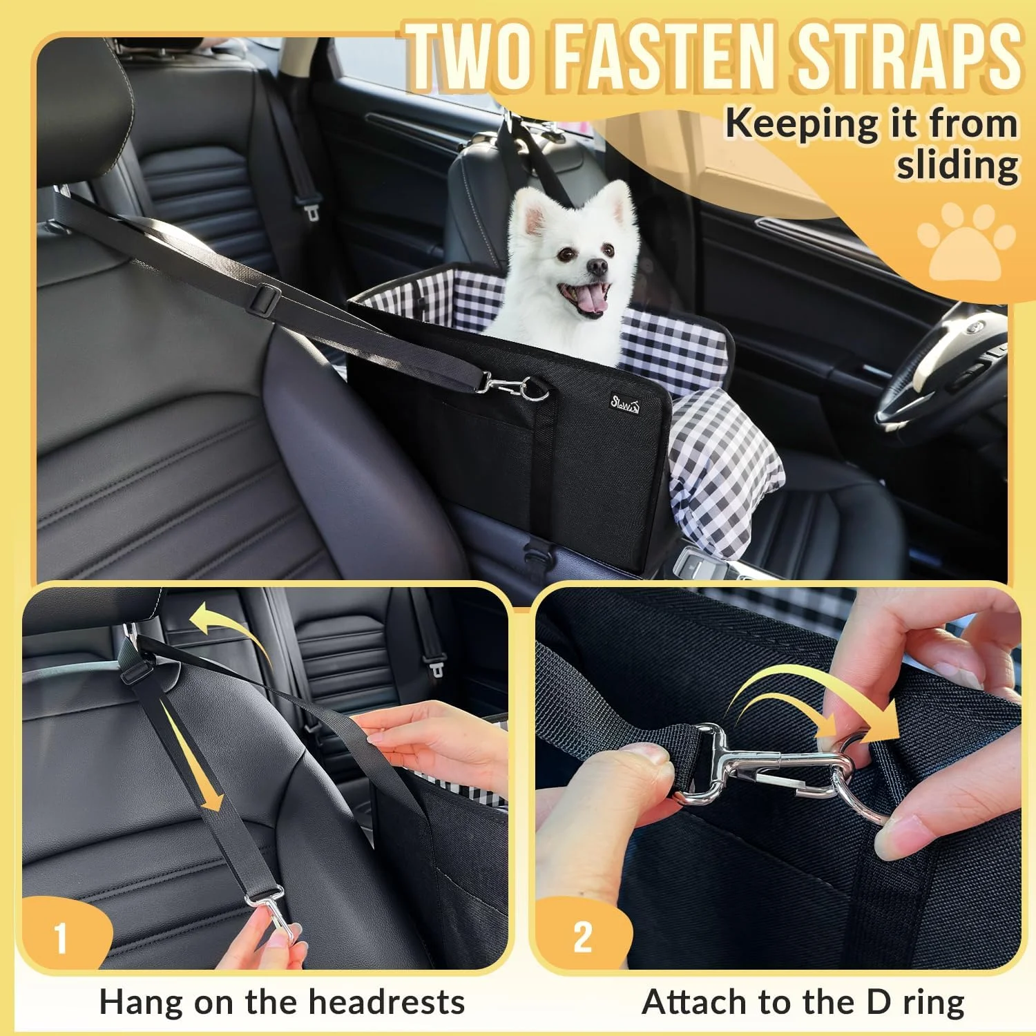 Close-up of SlowTon Console Dog Car Seat showing sturdy construction
