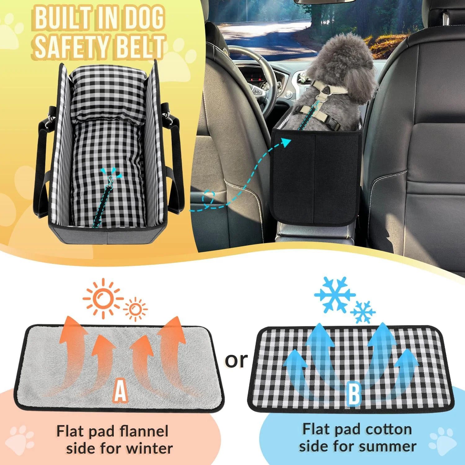 Dog looking out from the elevated SlowTon Console Dog Car Seat