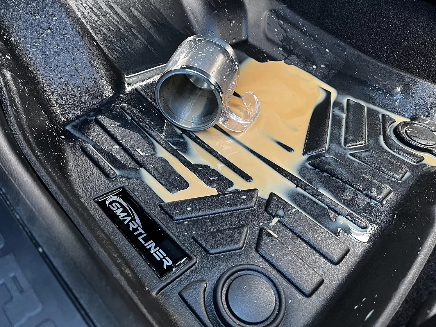 Passenger side SMARTLINER floor mat installed in a VW ID. Series