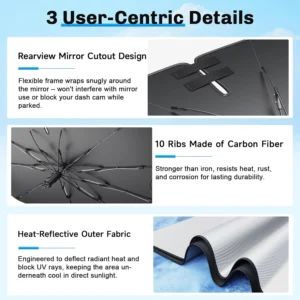 SXCY Universal EV Windshield Umbrella Sunshade - Easier Foldable view 4