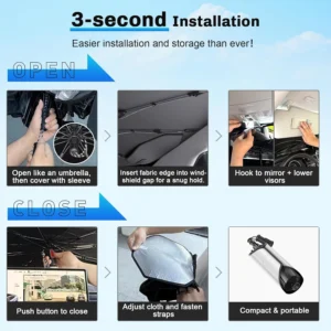 SXCY Universal EV Windshield Umbrella Sunshade - Easier Foldable view 7