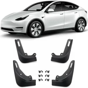 Tesla Model Y Mud Flaps 2020-2024, [OEM-Style No Drill] Mud Flaps – All-Weather Paint Protection Set of 4