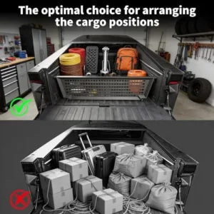 Truck Bed Divider Compatible with Tesla Cybertruck 2023–2025,Modular Aluminum Cargo Divider with MOLLE Panels,Adjustable No-Drill Truck Bed Organizer