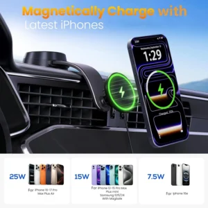 TUORL Qi2.2 Certified 25W MagSafe Wireless Car Charger Mount view 3