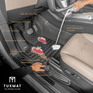 TuxMat - for Genesis GV60 2023-2025 Models - Custom Car Mats - Maximum Coverage, All Weather, Laser Measured - This Full Set Includes 1st and 2nd Rows view 3