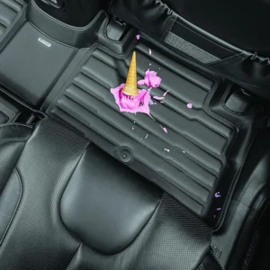 TuxMat - for Genesis GV60 2023-2025 Models - Custom Car Mats - Maximum Coverage, All Weather, Laser Measured - This Full Set Includes 1st and 2nd Rows view 5