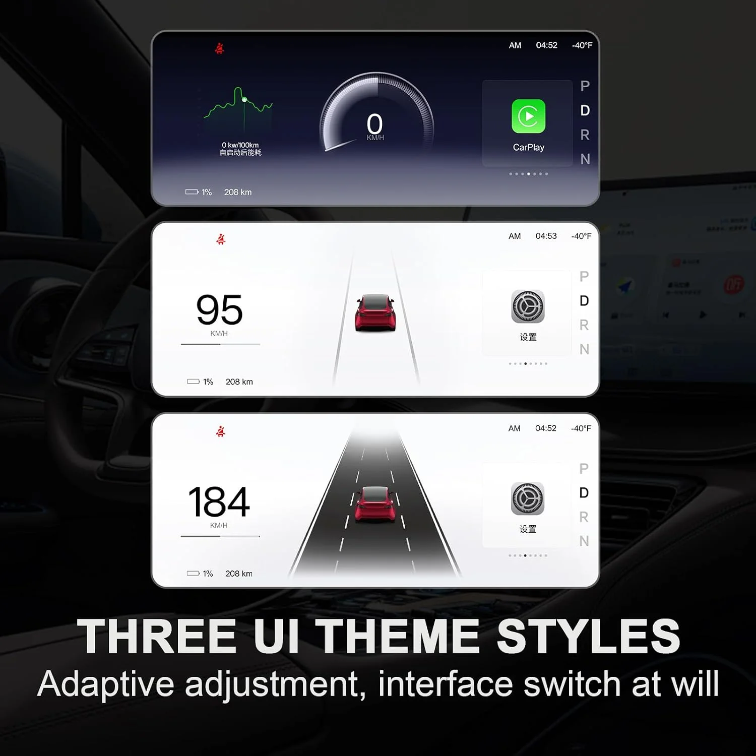 Tesla Model Y smart instrument cluster with media playback