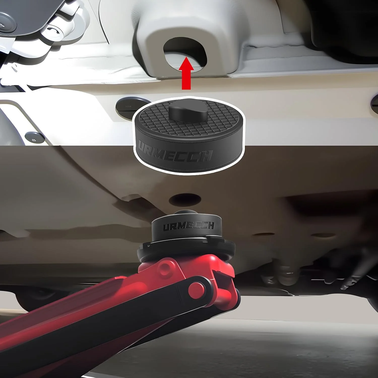 URMECCH EV Jack Pads being used on an electric vehicle