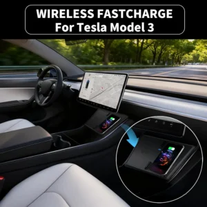 Wireless Charger for 2017-2020 Tesla Model 3, Dual 15W Wireless Phone Charger Pad for Tesla Model 3, Centre Console Accessory Panel, Compatible with All Qi Phone view 2