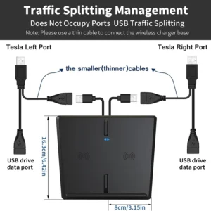 Wireless Charger for 2017-2020 Tesla Model 3, Dual 15W Wireless Phone Charger Pad for Tesla Model 3, Centre Console Accessory Panel, Compatible with All Qi Phone