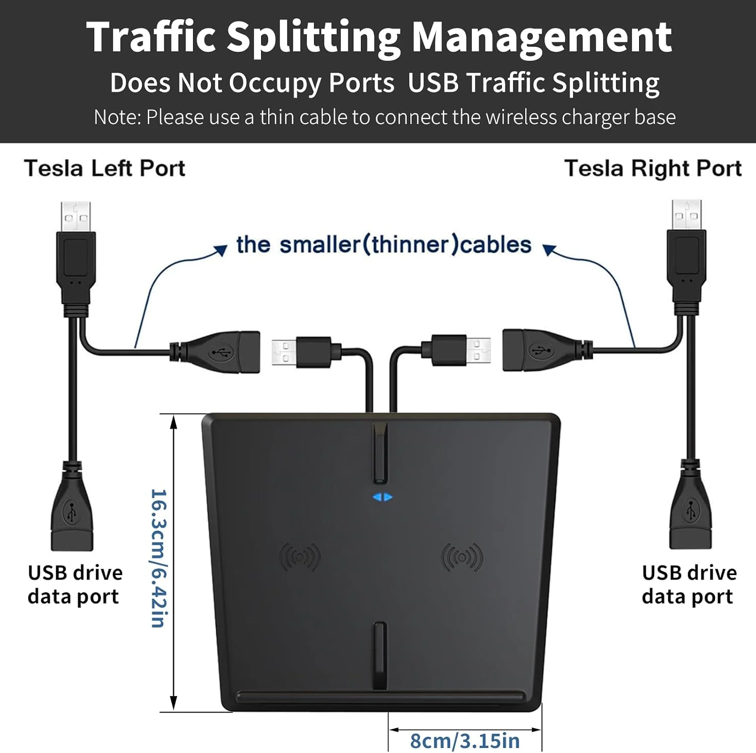 Wireless Charger for 2017-2020 Tesla Model 3, Dual 15W Wireless Phone Charger Pad for Tesla Model 3, Centre Console Accessory Panel, Compatible with All Qi Phone