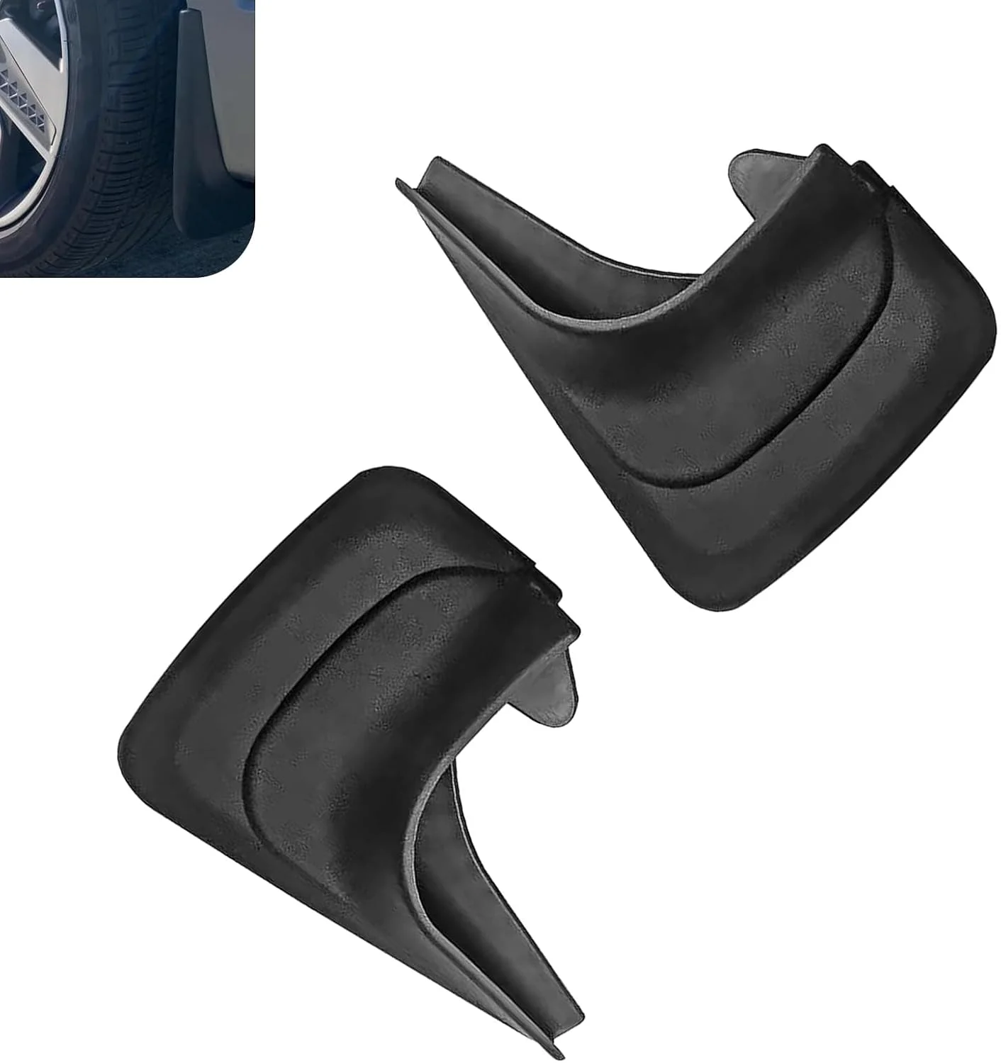 Universal car mud flaps installed on a vehicle
