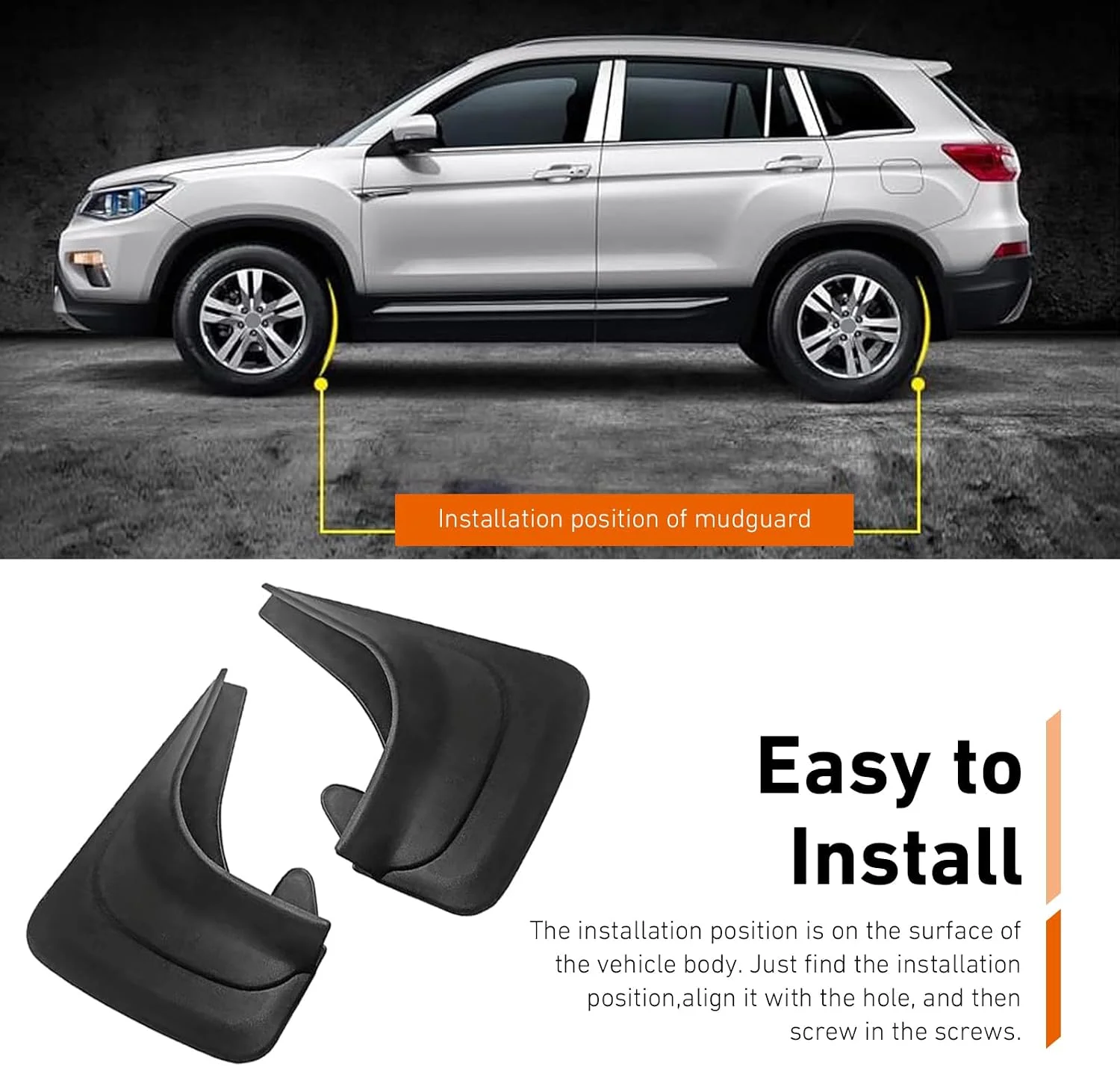 Universal design mud flaps on multiple car types