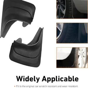 2 PCS Car Mud Flaps, Wear-Resistant Splash-Proof Tire Mud Guards, Stable Front Rear Protector Tire Shield Replacement, Universal for Most Cars (Black) view 6