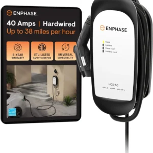 32 Amp Level 2 EV Charger for Home, Enphase HCS-40 (Formerly ClipperCreek), Hardwired, 5-Year Warranty, 25 ft Cable, J1772 Connector, Charge up to 31 Miles of Range per Hour