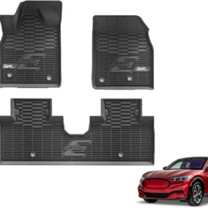 3W Ford Mustang Mach E Floor Mats Fit for 2021-2025 2026 TPE All Weather Car Accessories Custom Fit Floor Liner 1st and 2nd Row Full Set Car Mats, Black view 1