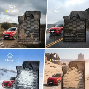 3W Ford Mustang Mach E Floor Mats Fit for 2021-2025 2026 TPE All Weather Car Accessories Custom Fit Floor Liner 1st and 2nd Row Full Set Car Mats, Black view 6