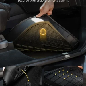 3W Ford Mustang Mach E Floor Mats Fit for 2021-2025 2026 TPE All Weather Car Accessories Custom Fit Floor Liner 1st and 2nd Row Full Set Car Mats, Black view 7