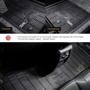 3W Ford Mustang Mach E Floor Mats Fit for 2021-2025 2026 TPE All Weather Car Accessories Custom Fit Floor Liner 1st and 2nd Row Full Set Car Mats, Black