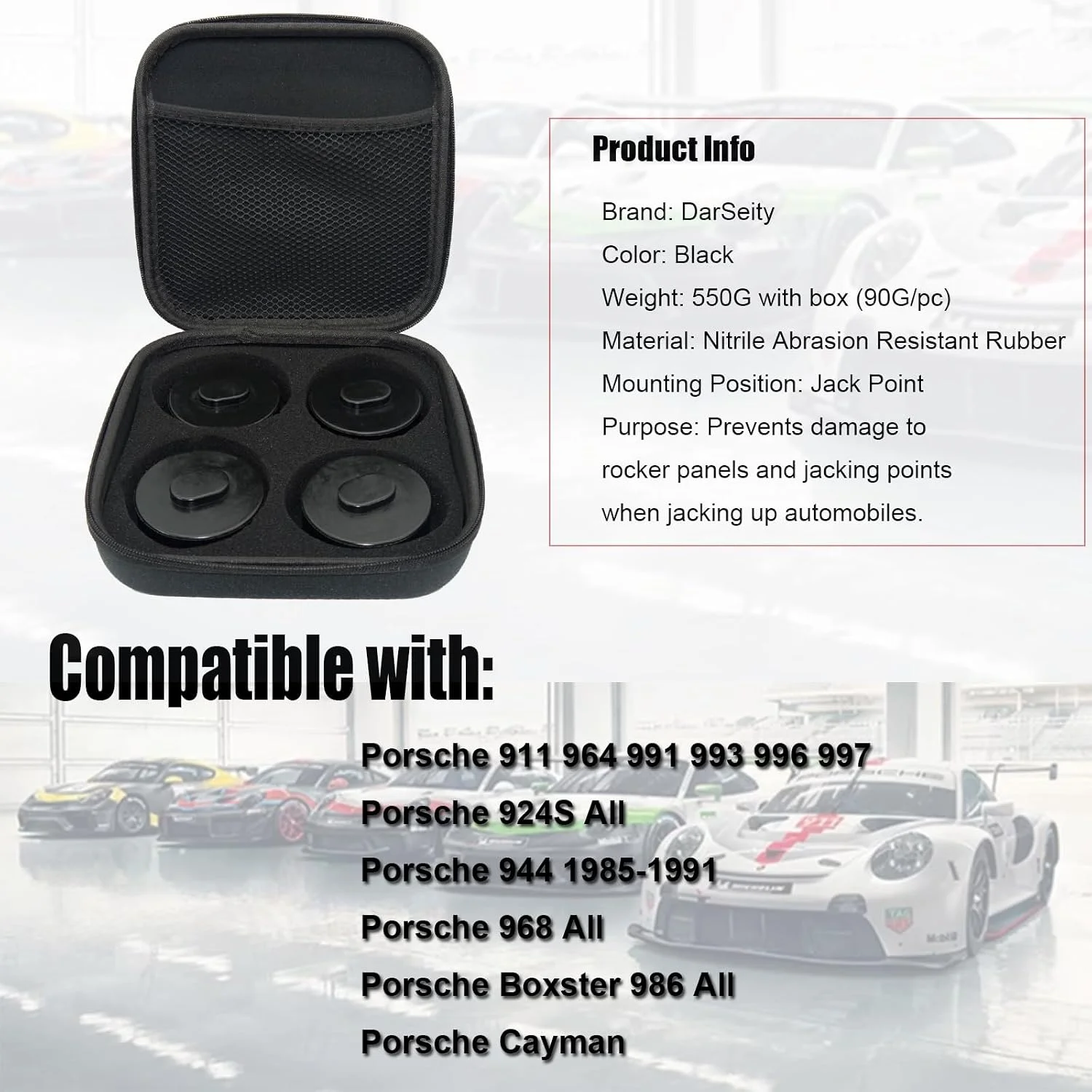 Rubber jack pad adapter fitting under chassis