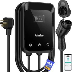 AIMILER Level 2 EV Charger, 48A/11.5kW, Nema 14-50P Plug Electric Vehicle (EV) Charger, 25ft Cable ETL Certified, J1772 Connector EVSE EV Electric Car Charging Stations for Home Level 2, Black view 1