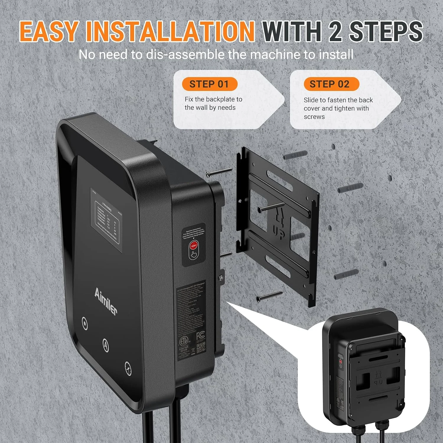 Safety certifications badge for AIMILER EV Charger