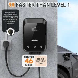 AIMILER Level 2 EV Charger, 48A/11.5kW, Nema 14-50P Plug Electric Vehicle (EV) Charger, 25ft Cable ETL Certified, J1772 Connector EVSE EV Electric Car Charging Stations for Home Level 2, Black view 6