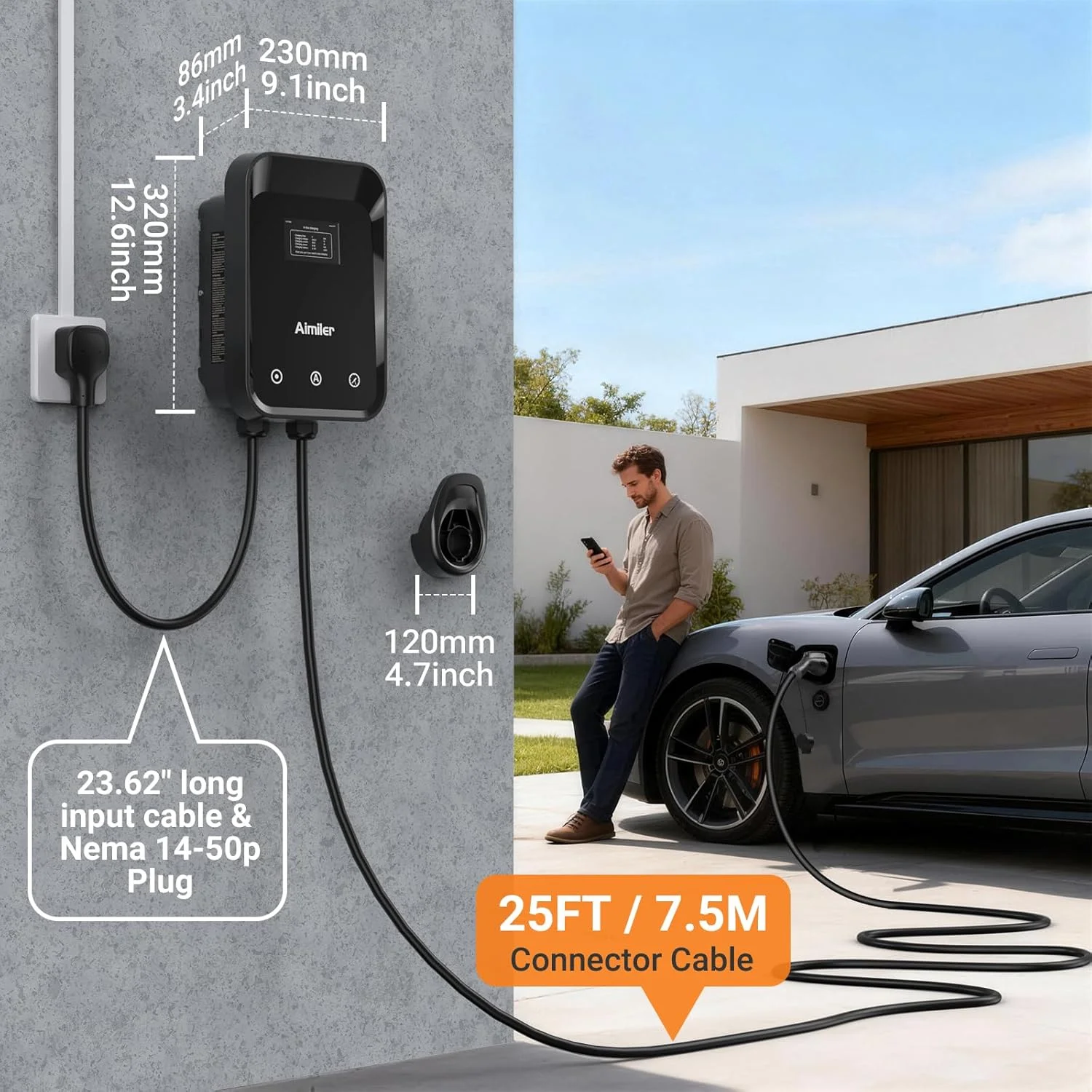 Professional home setup of AIMILER EV charger