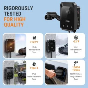 AIMILER Level 2 EV Charger, 48A/11.5kW, Nema 14-50P Plug Electric Vehicle (EV) Charger, 25ft Cable ETL Certified, J1772 Connector EVSE EV Electric Car Charging Stations for Home Level 2, Black