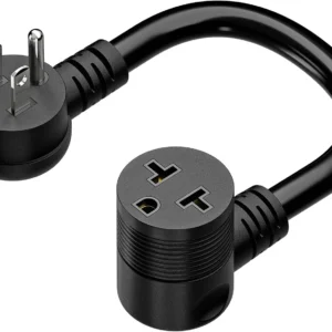 Angled Four-in-One Heavy Duty SJTW 12AWG Extension Cord 12-AWG 15A Household Plug to 20A T-Blade Adapter Cable, Angled Adapter Extension Cord for EV Car Charger L=1FT view 1