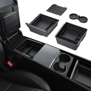 BASENOR 2026 Tesla Model Y Model 3 Center Console Organizer Tray, Cup Holder Armrest Hidden Storage Box for 2025 2026 Model Y Juniper 2024 2025 2026 Tesla 3 Highland view 1