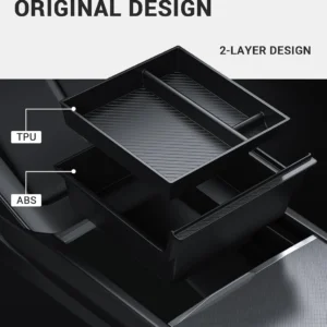 BASENOR 2026 Tesla Model Y Model 3 Center Console Organizer Tray, Cup Holder Armrest Hidden Storage Box for 2025 2026 Model Y Juniper 2024 2025 2026 Tesla 3 Highland view 5
