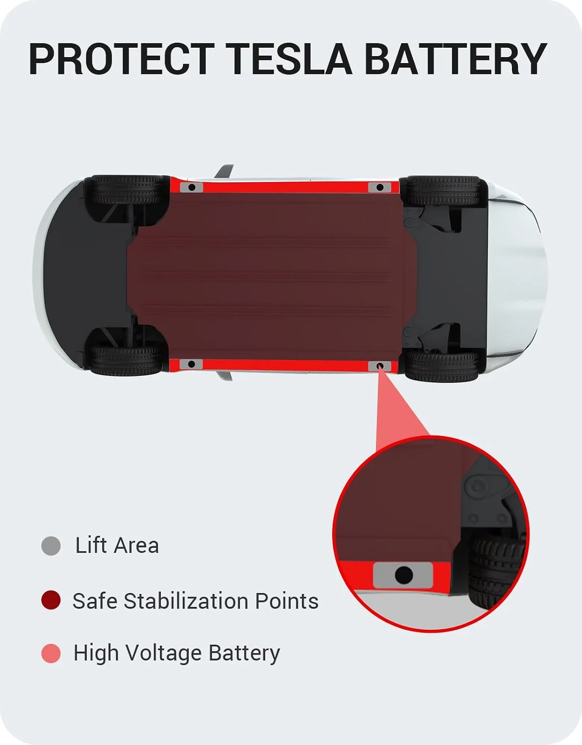 Close-up of BASENOR Tesla Jack Pad with dual-size O-rings