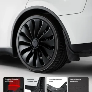 BASENOR Tesla Model Y Mud Flaps Splash Guards, Aerodynamic Fender [No Drilling No Tape] [Paint Protection] All Weather Tire Protector Mudflaps for Model Y 2020-2024 Exterior Accessories view 7