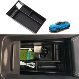 BestEvMod AOSK Compatible with Mustang Mach-E Armrest Storage Box Organizer Center Console Tray Accessories 2021 2022 2023 2024(V1) NOT FIT 2025 Model view 1
