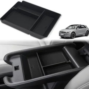 BestEvMod for Ioniq5 Armrest Storage Box Center Console Organizer Tray Interior Accessories with Rubber Black Trim Compatible with Hyundai Ioniq 5 2022-2026 Accessories(V2) view 1