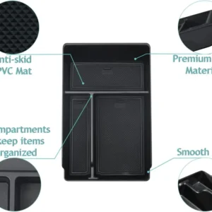 BestEvMod for Ioniq5 Armrest Storage Box Center Console Organizer Tray Interior Accessories with Rubber Black Trim Compatible with Hyundai Ioniq 5 2022-2026 Accessories(V2) view 2
