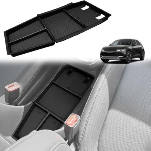 BestEvMod for Ioniq5 Armrest Storage Box Center Console Organizer Tray Interior Accessories with Rubber Black Trim Compatible with Hyundai Ioniq 5 2022-2026 Accessories(V2)