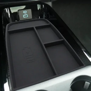 BestEvMod for Mustang Mach E Center Console Organizer with Phone Charge Area, Mobile Charge Area Tray, Center Console Storage Box for Mach E 2021-2024 Interior Accessories (Black) view 5