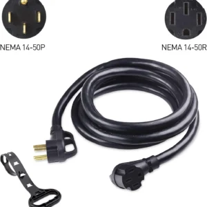 Cable Matters 4 Prong 50 AMP RV Extension Cord 25 ft with Easy-Grip Handles, 6/8 AWG, NEMA 14-50 Extension Cord, Compatible with Tesla Plug/EV Plug / J1772 Connector (NEMA 14-50P to 14-50R) view 2
